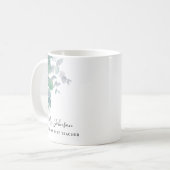 Cadeau voor de leraar Eucalyptus groen Koffiemok (Voorkant links)