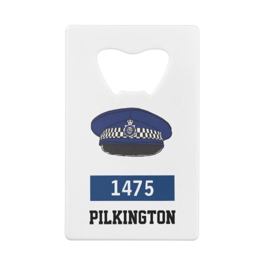 Cadeau voor de politieagent. UK Police Flat Pet Creditkaart Flessenopener (Achterkant)