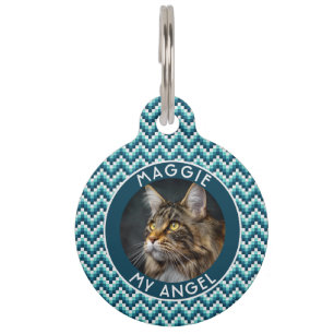 Cadeau voor dierenvriend met chevronprint huisdierpenning
