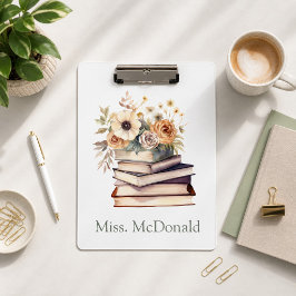 Cadeau voor docentenwaardering Bloemige boeken Klembord