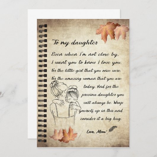 Cadeau voor dochter | Brief aan mijn dochter van m Kaart (Voorkant / Achterkant)