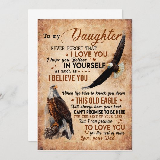 Cadeau voor dochter | Brief aan mijn dochter van p Kaart (Voorkant / Achterkant)