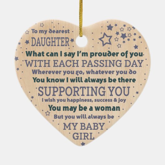 Cadeau voor Dochter Keramisch Ornament (Achterkant)