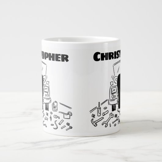 Cadeau voor een automonteur met naam Giant Coffee  Grote Koffiekop (Voorkant)