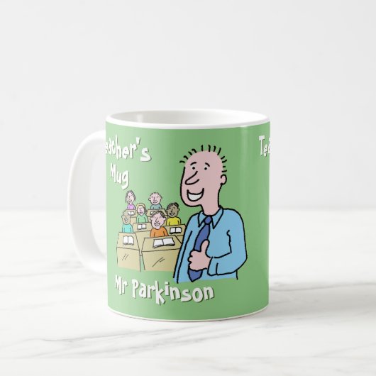 Cadeau voor een blanke leraar. Lerarengift Koffiemok (Voorkant links)