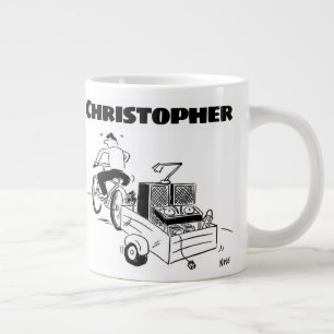 Cadeau voor een mobiele disc-jockey met naam grote koffiekop