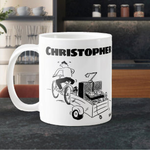 Cadeau voor een mobiele diskjockey met naam grote koffiekop