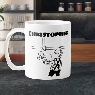 Cadeau voor een Steigerbouwer met toegevoegde naam Grote Koffiekop