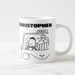Cadeau voor een taxichauffeur met naam grote koffiekop