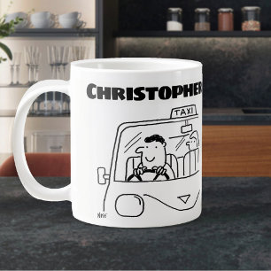 Cadeau voor een taxichauffeur met naam grote koffiekop
