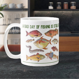 Cadeau voor een visser. Vissen of angelen Grote Koffiekop