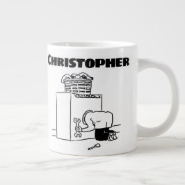 Cadeau voor een Wasautomaat Reparateur met Naam Grote Koffiekop