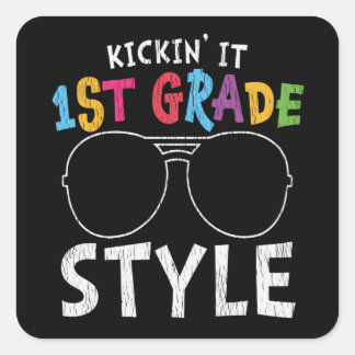 Cadeau voor eerste klas leerlingen op de eerste sc vierkante sticker