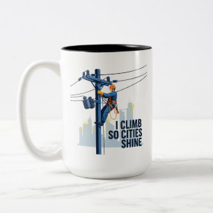 Cadeau voor elektricien met waardering voor stadsg tweekleurige koffiemok