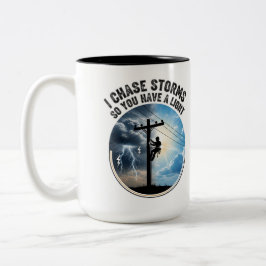 Cadeau voor elektricien Modern lijndrager Tweekleurige Koffiemok