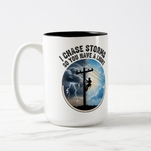 Cadeau voor elektricien Modern lijndrager Tweekleurige Koffiemok (Links)