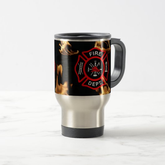Cadeau voor Fireman | Brandweer Reisbeker (Voorkant rechts)