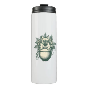 Cadeau voor Franse Bulldog Plantenliefhebber Thermosbeker