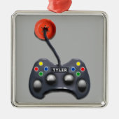 cadeau voor gepersonaliseerde videogamer metalen ornament (Voorkant)