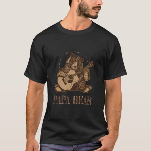 Cadeau voor gitarist Papa Beer Funny T-shirt (Voorkant)