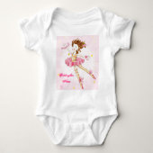 Cadeau voor goddochter Roze ballerina Persoonlijk Romper (Voorkant)