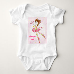 Cadeau voor goddochter Roze ballerina Persoonlijk Romper