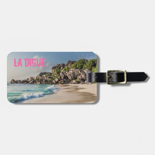 cadeau voor Grand Anse Seychellen La Digue Beach Bagagelabel (Voorkant horizontaal)