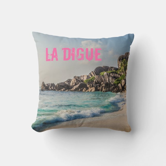 cadeau voor Grand Anse Seychellen La Digue Beach Kussen (Voorkant)