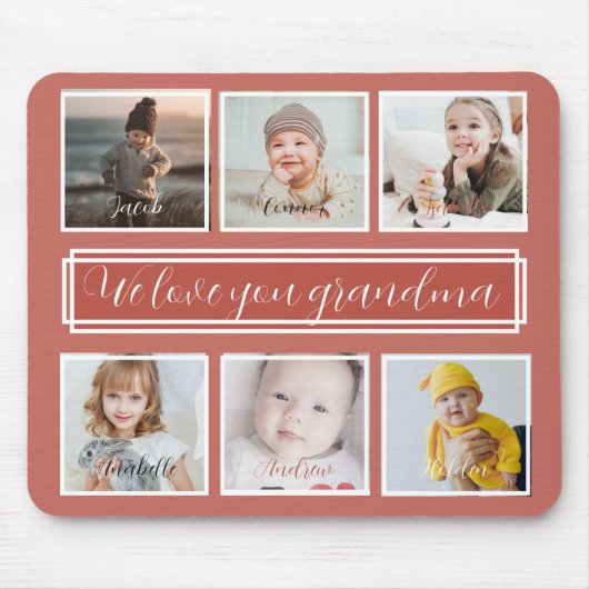 Cadeau voor Grandma Modern Multiple Photo Muismat (Voorkant)