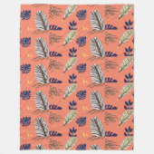 Cadeau voor haar moderne bladpatroon fleece deken (Voorkant)