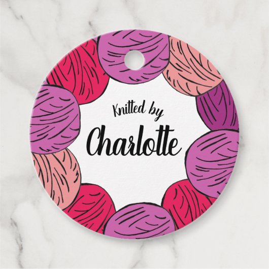 cadeau voor handgebreide wolballen bedankjes labels (Voorkant)