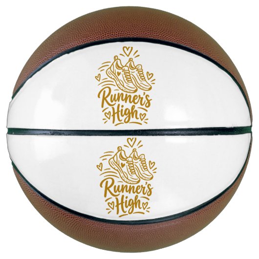 Cadeau voor hardloopster met Runner's High Basketbal (Voorkant)