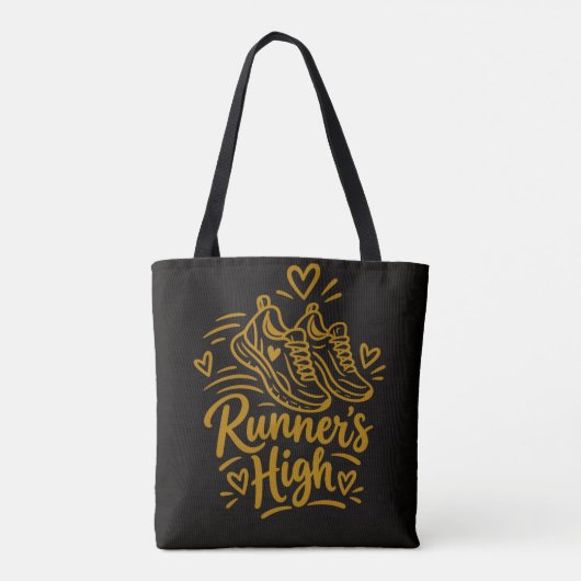 Cadeau voor hardloopster met Runner's High Tote Bag (Achterkant)