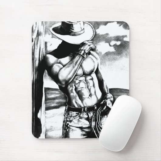 Cadeau voor hem Mannelijke Cool Cowboy Art Rustic Muismat (Met muis)