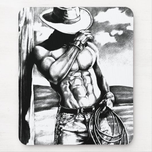 Cadeau voor hem Mannelijke Cool Cowboy Art Rustic Muismat (Voorkant)