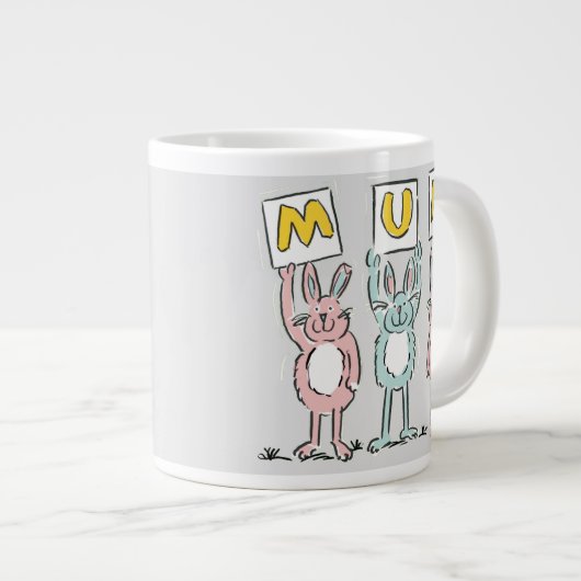 Cadeau voor het ontwerp van mum Fun Rabbits Grote Koffiekop (Voorkant rechts)