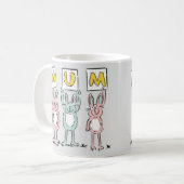 Cadeau voor het ontwerp van mum Fun Rabbits Koffiemok (Voorkant links)