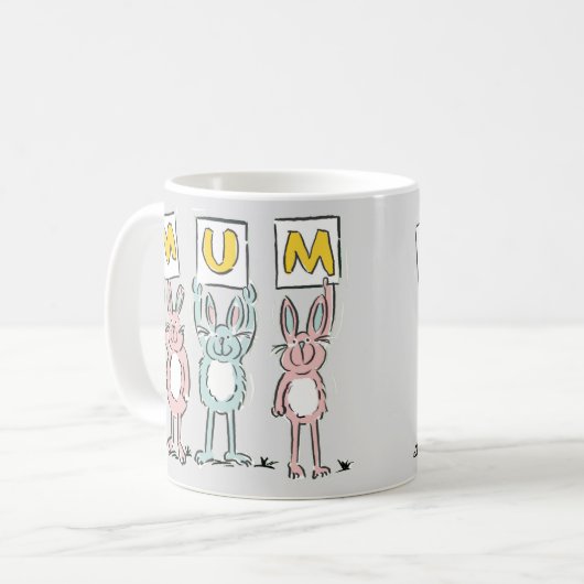 Cadeau voor het ontwerp van mum Fun Rabbits Koffiemok (Voorkant links)
