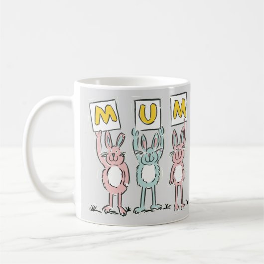 Cadeau voor het ontwerp van mum Fun Rabbits Koffiemok (Links)