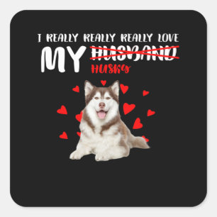 cadeau voor honden Ik hou echt van mijn man Vierkante Sticker