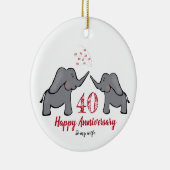 cadeau voor huwelijksolifant in ruby 40e bruidssch keramisch ornament (Rechts)