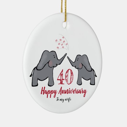cadeau voor huwelijksolifant in ruby 40e bruidssch keramisch ornament (Rechts)