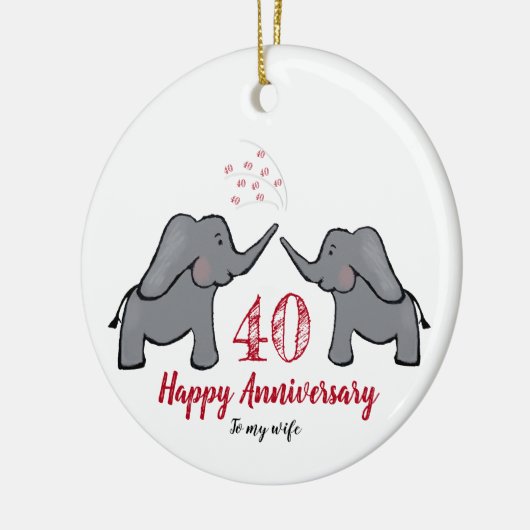 cadeau voor huwelijksolifant in ruby 40e bruidssch keramisch ornament (Links)