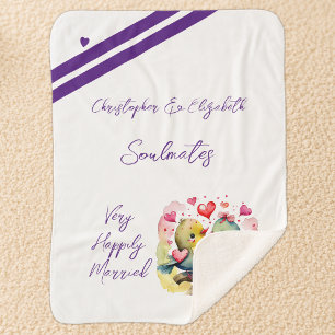 Cadeau voor jubileum vrouw soulmates cute vogels sherpa deken