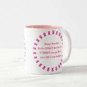 Cadeau voor kankerpatiënt-moedig, sterk en geliefd tweekleurige koffiemok (Voorkant rechts)