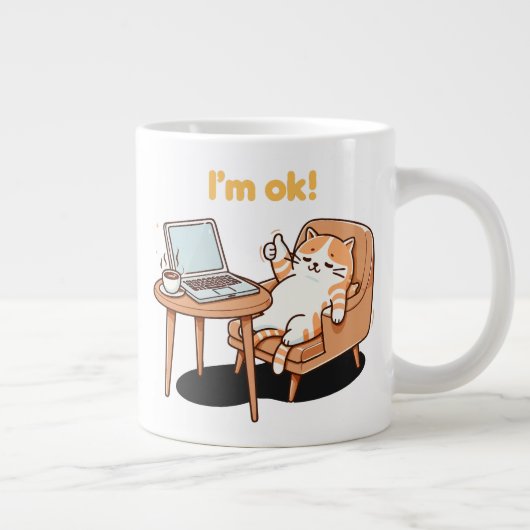 cadeau voor kattenliefhebber ik ben ok grote koffiekop (Rechts)