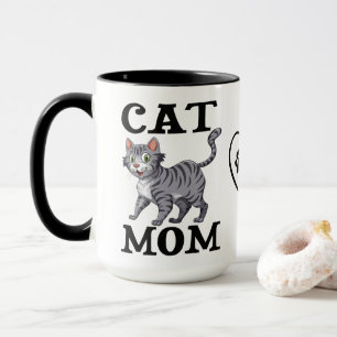 Cadeau voor kattenmoeder van grijze tabby tijger k mok