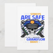 Cadeau voor kleinzoon politie dunne blauwe lijn kl feestdagenkaart (Voorkant / Achterkant)