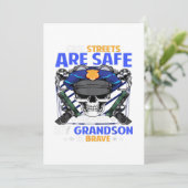 Cadeau voor kleinzoon politie dunne blauwe lijn kl feestdagenkaart (Staand voorkant)