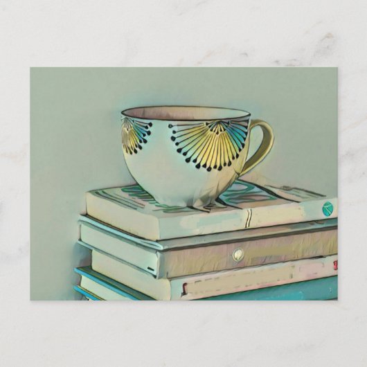 Cadeau voor koffie- en boekenliefhebbers briefkaart (Voorkant)